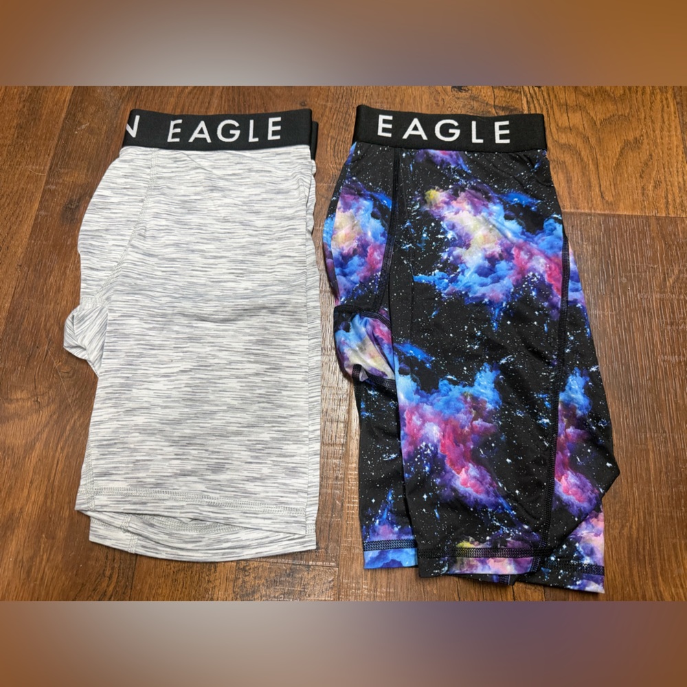 Two American Eagle Outfitters 9” boxerbriefs.  Size medium